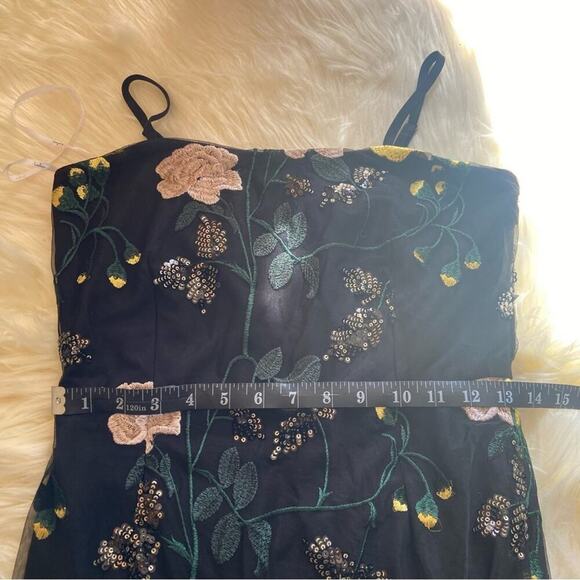 NWOT Lulus Rue Black Floral Embroidered Sequin Bodycon Mini Dress - Picture 7 of 10